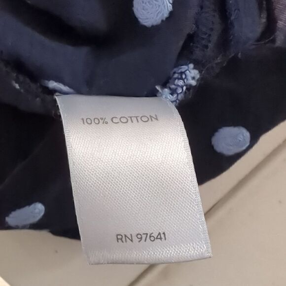 J Jill Navy Blue with Light Blue texture polka Dot Blouse - Picture 4 of 4